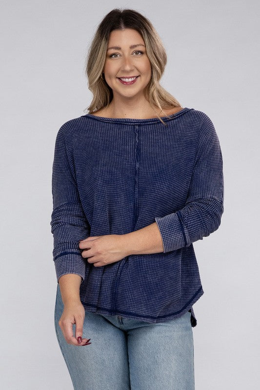 Aleah Plus Washed Baby Waffle Top