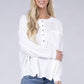 Double Gauze Oversized 3/4 Button Henley Neck Top