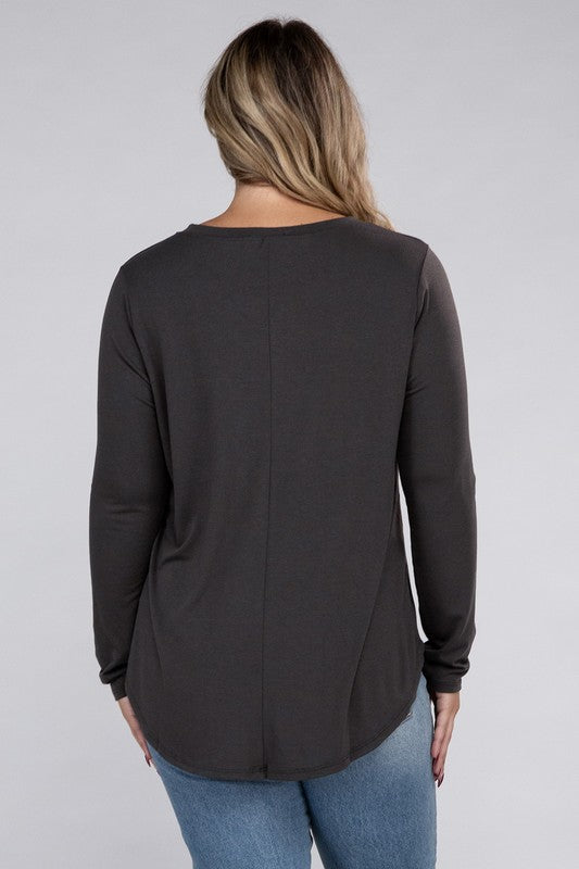 Celine Plus Long Sleeve Basic Top