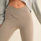 Dottie Taupe High Waisted Crossover Flare Legging