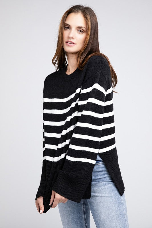 Melanie Ribbed Hem Stripe Sweater