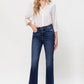 High Rise Distressed Hem Kick Flare Jeans