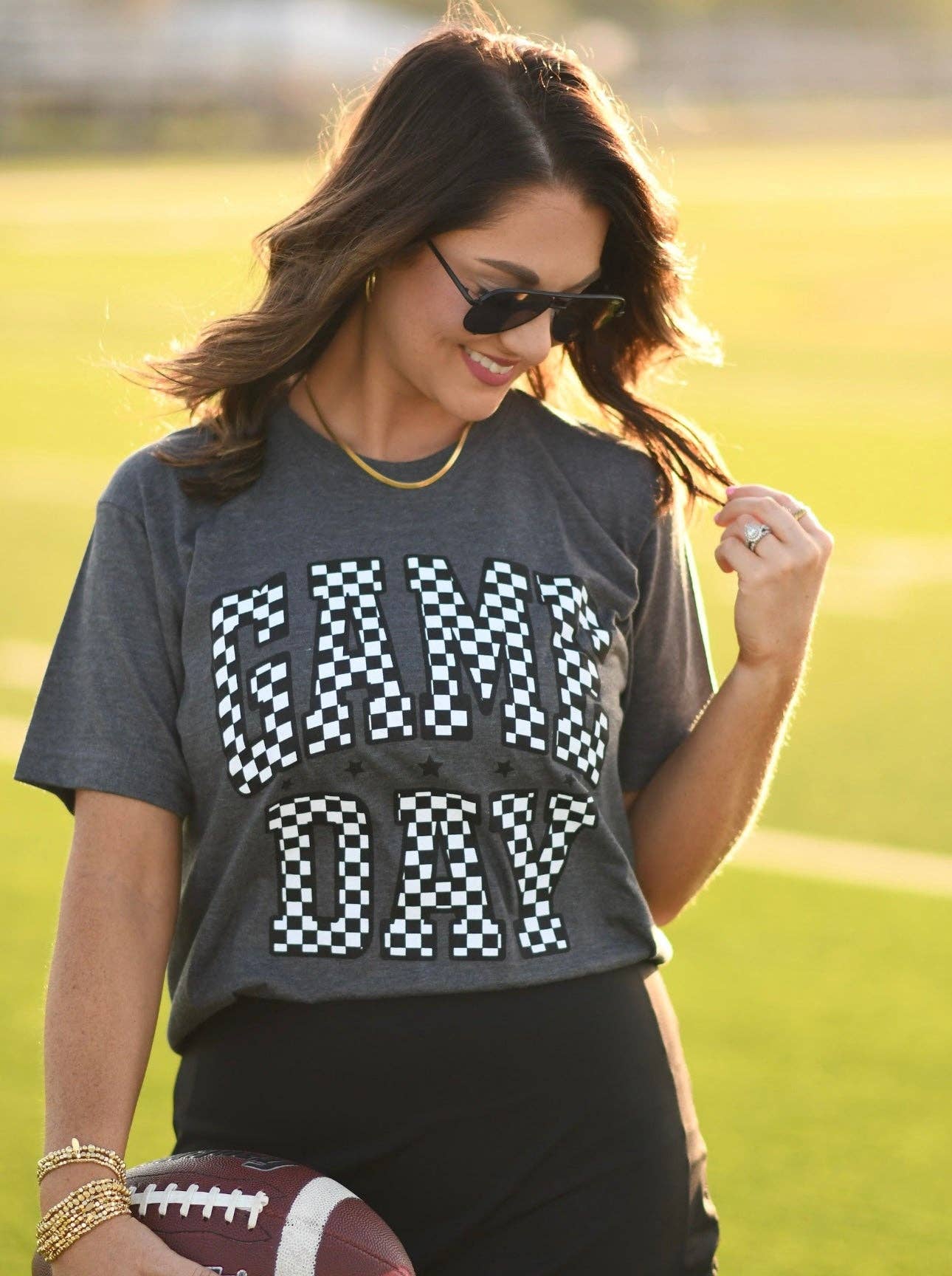 Charcoal Checkered Game Day Tee