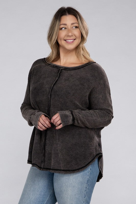 Aleah Plus Washed Baby Waffle Top