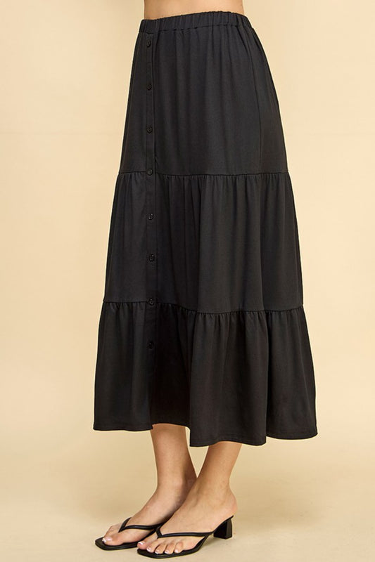 Faith Apparel Tiered Midi Skirt