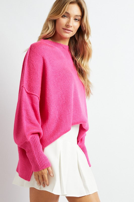 Lindsey Plus Solid Boat Neck Long Sleeve Sweater