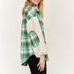 Multi plaid fuzzy sleeve jacket