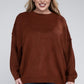 Plus Oversized Round Neck Raw Seam Melange Sweater