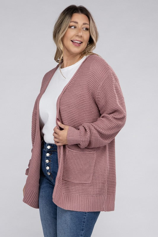 Amelia Plus Waffle Cardigan