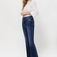 High Rise Distressed Hem Kick Flare Jeans