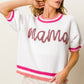 BiBi MAMA Contrast Trim Short Sleeve Sweater