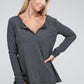 Melange Baby Waffle V-Neck Long Sleeve Top