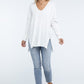 Hi-Low Hem Front Seam Sweater