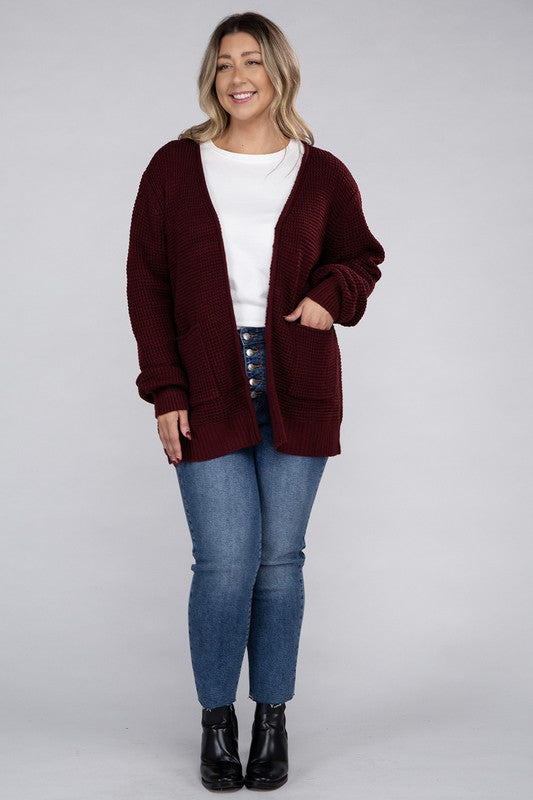 Amelia Plus Waffle Cardigan