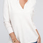 Melange Baby Waffle V-Neck Long Sleeve Top