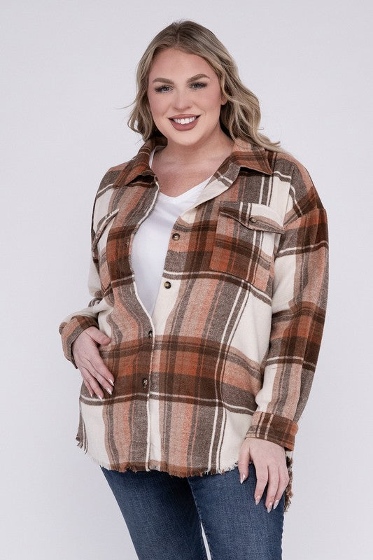 Gabby Plus Size Yarn Dyed Plaid Shirt Jacket