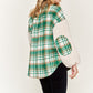 Multi plaid fuzzy sleeve jacket