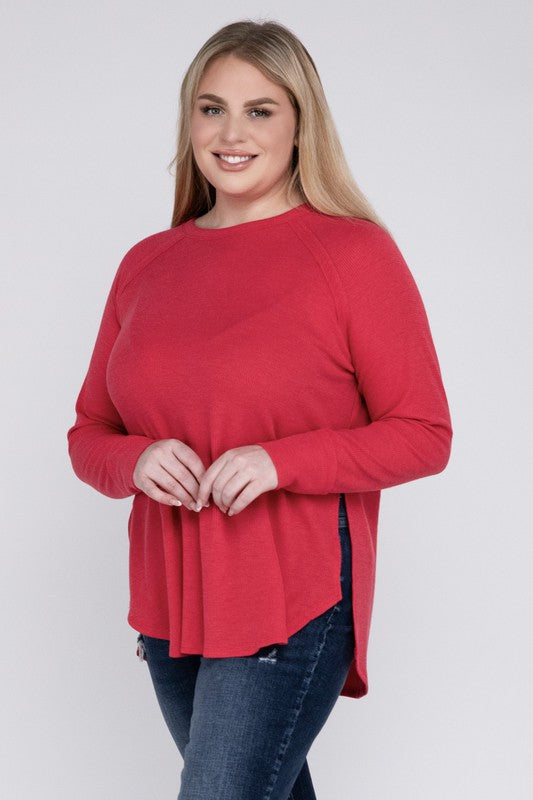 Mia Plus Melange Baby Waffle Long Sleeve Top