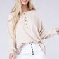 Double Gauze Oversized 3/4 Button Henley Neck Top