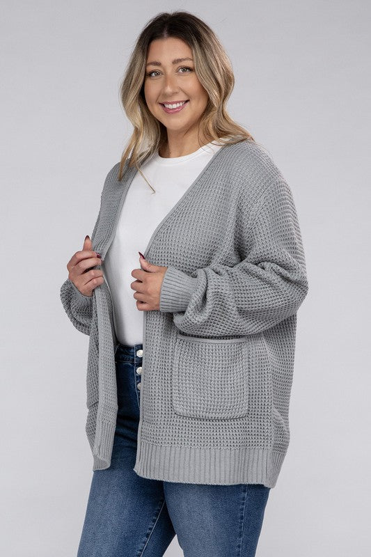 Amelia Plus Waffle Cardigan