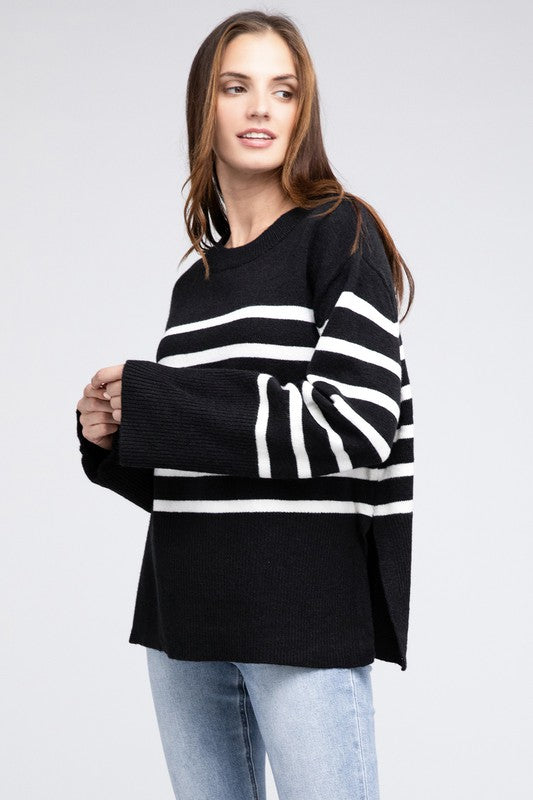 Melanie Ribbed Hem Stripe Sweater