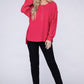 Double Gauze Oversized 3/4 Button Henley Neck Top