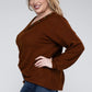 Bobbi Plus Brushed Waffle V-Neck Button Sweater