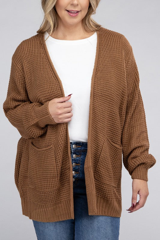 Amelia Plus Waffle Cardigan