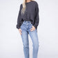 Double Gauze Oversized 3/4 Button Henley Neck Top