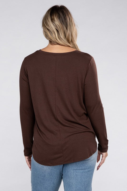 Celine Plus Long Sleeve Basic Top