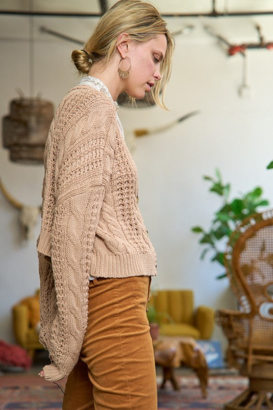 CABLE KNIT CARDIGAN PLUS