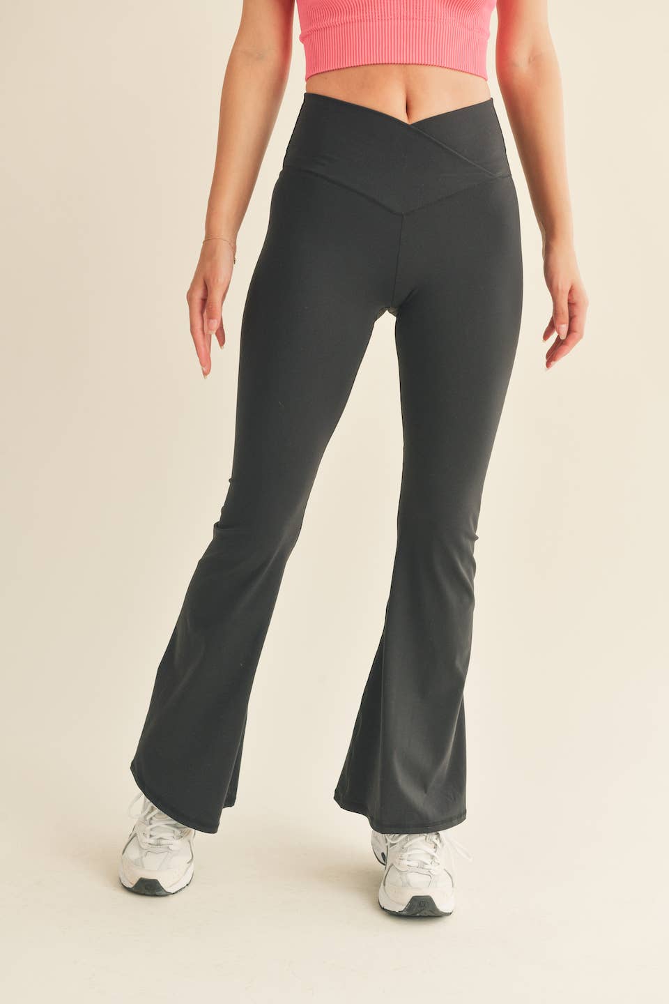 Dottie Black High Waist Crossover Flare Legging