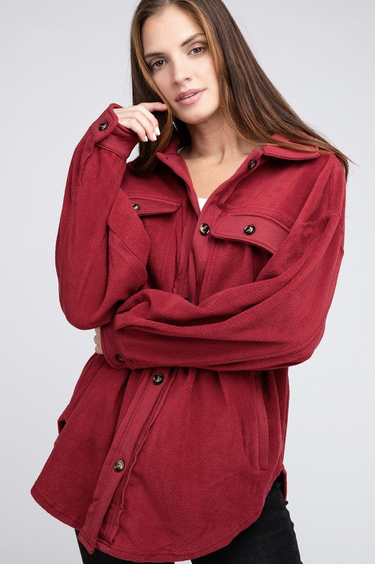 Janie Fleece Buttoned Down Oversized Jacket