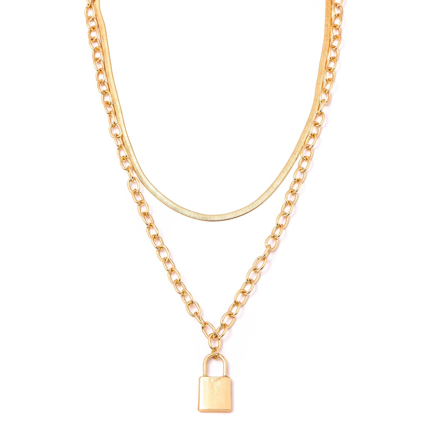 Halsey Layered Padlock Necklace