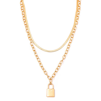 Halsey Layered Padlock Necklace