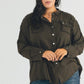 Johnna Plus Distressed Hem Button Down