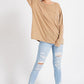 Mineral Washed Round Neckline Long Sleeves Top