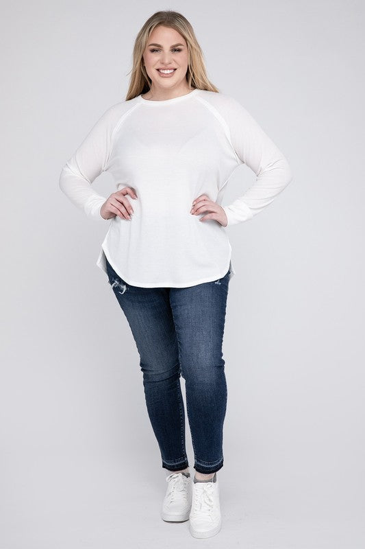 Mia Plus Melange Baby Waffle Long Sleeve Top