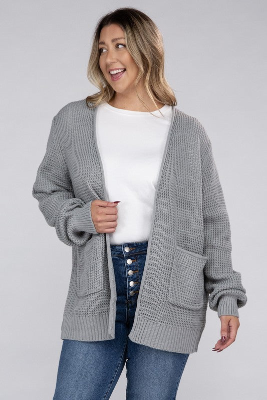 Amelia Plus Waffle Cardigan