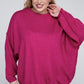 Plus Oversized Round Neck Raw Seam Melange Sweater