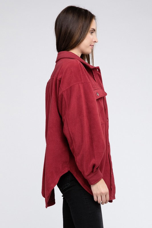 Janie Fleece Buttoned Down Oversized Jacket