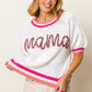 BiBi MAMA Contrast Trim Short Sleeve Sweater