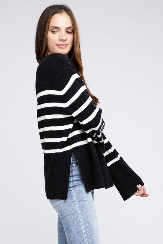 Melanie Ribbed Hem Stripe Sweater