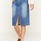 Denim button down front midi skirt