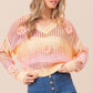 BiBi Ombre Crochet Flower Knit Top