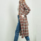 PLAID PRINT COLLAR LONG SHIRT DRESS