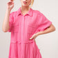 And The Why Full Size Raw Edge Washed Tiered Shirt Dress