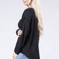 Double Gauze Oversized 3/4 Button Henley Neck Top