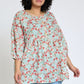 lightweight Button Accent Ditsy Floral Tunic