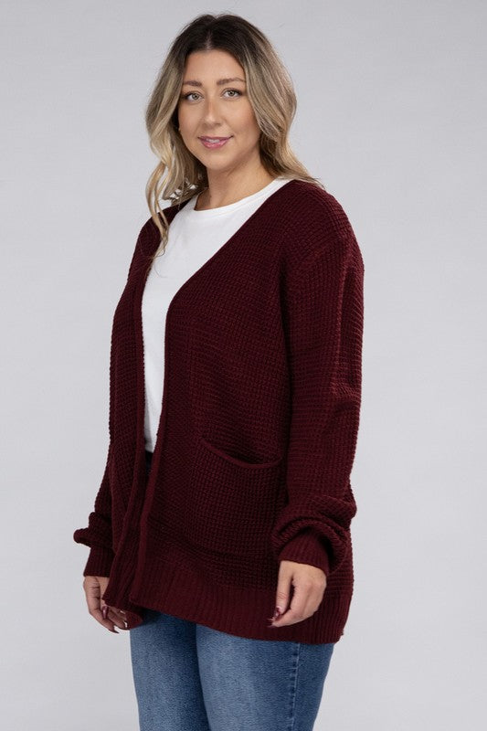 Amelia Plus Waffle Cardigan